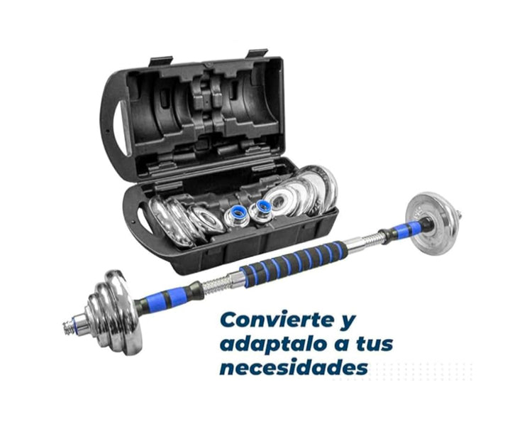 Kit de Mancuernas Ajustables de 20 kg con Barra y Discos